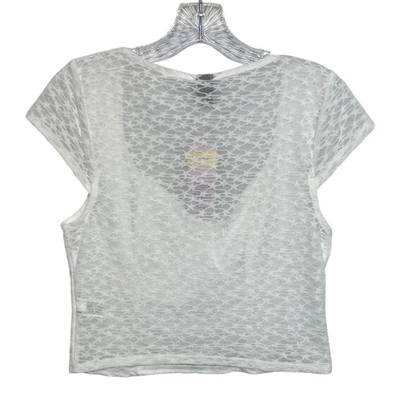 Wild Fable Womens Lace Corset Top Cropped Short Sleeves White Size XXL New - Picture 2 of 7